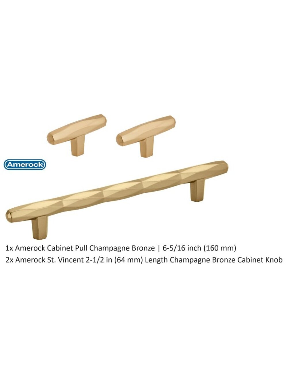 2x Amerock BP36642 Bar Cabinet Knob & 1X Pull BP36645CZ Champagne Bronze